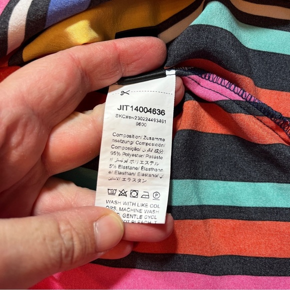 Emery Rose Color Block Striped Women's Top Size L Pop Art Tie Back Retro Bold - Picture 6 of 6